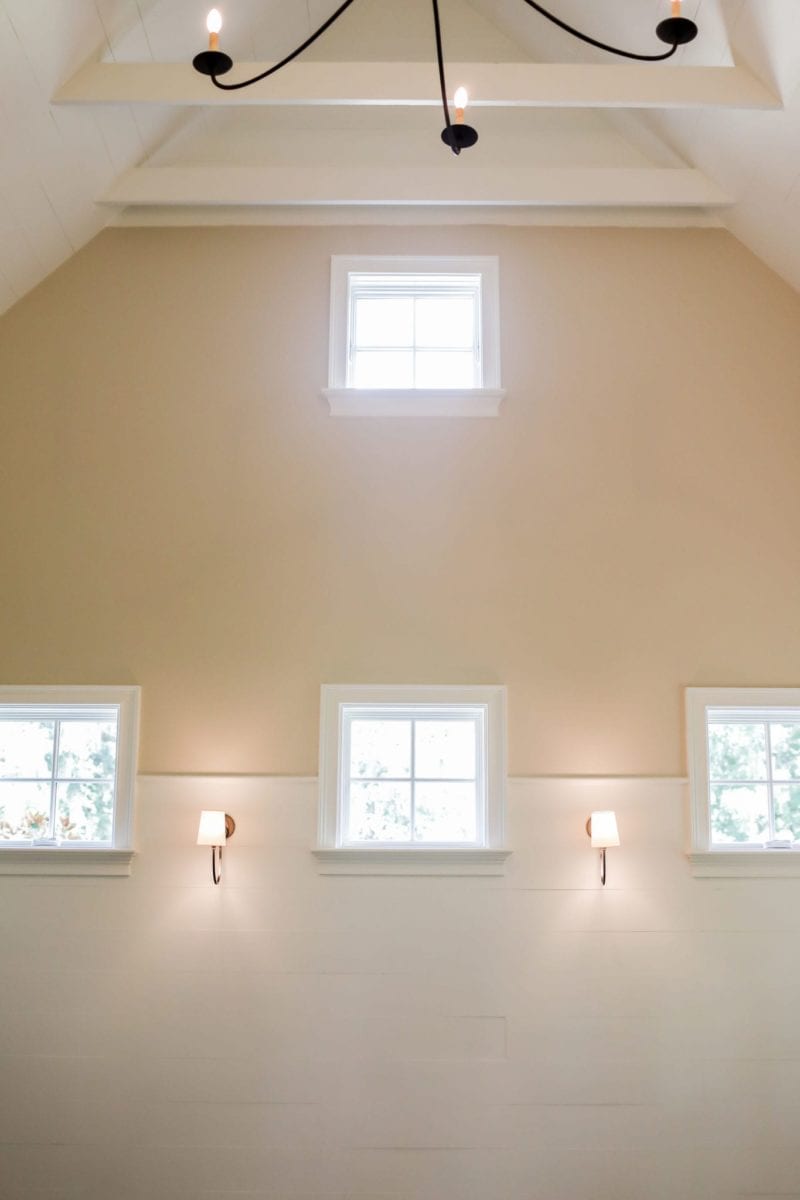 Small square windows on feature wall